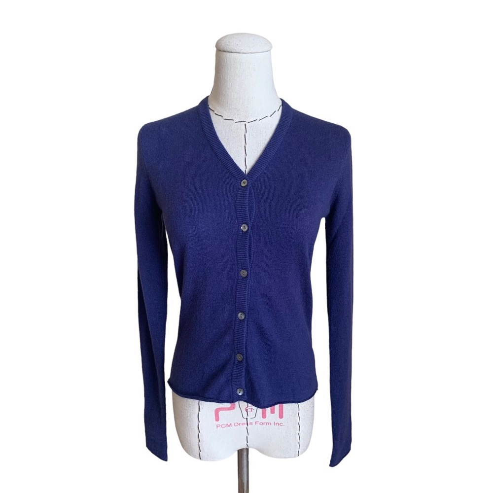 90s Laundry 100% Cashmere Cardigan Sweater Blue Purple size Small